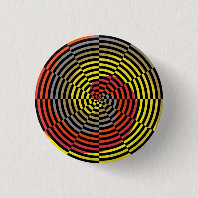Red Yellow Blue Spiral von Kenneth Yoncich Button (Vorderseite)