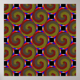Red Yellow Blue Spiral von Kenneth Yoncich Poster