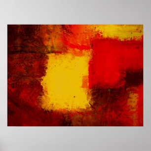 Red Yellow Brown Modern Abstrakt Art Poster