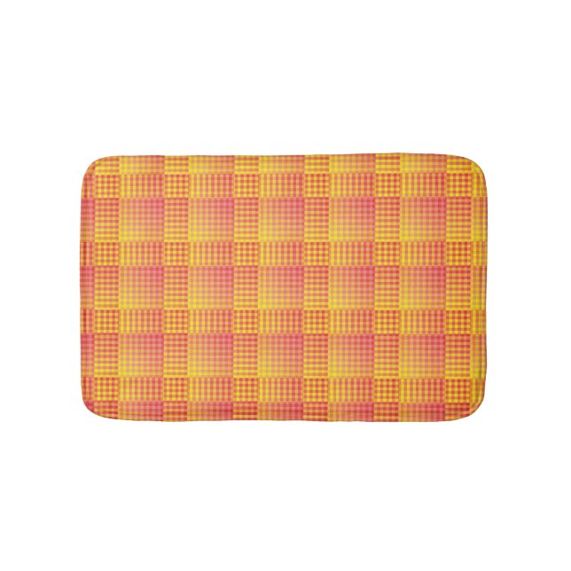 Red Yellow Checker Abstract Pattern Badematte (Vorderseite)