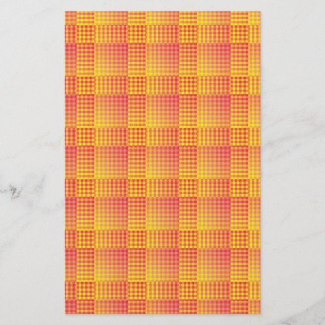 Red Yellow Checker Abstract Pattern Briefpapier (Vorderseite)