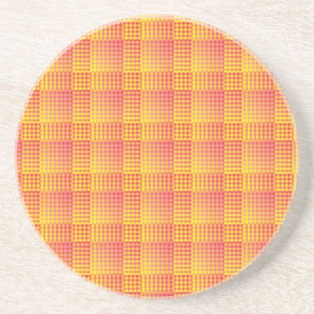 Red Yellow Checker Abstract Pattern Getränkeuntersetzer (Vorne)