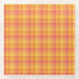 Red Yellow Checker Abstract Pattern Glasuntersetzer