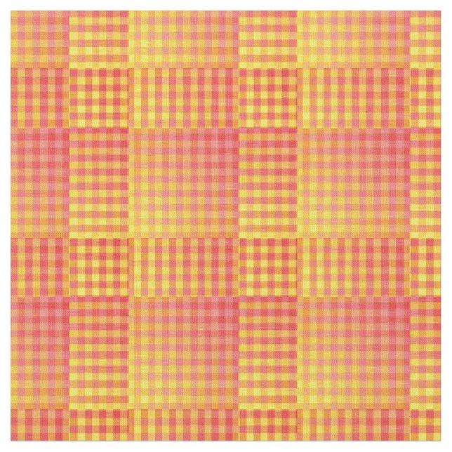 Red Yellow Checker Abstract Pattern Stoff (Nahaufnahme)