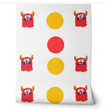 Red & Yellow Comic Monster Circles Kids' Rooms 