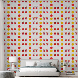 Red & Yellow Comic Monster Circles Kids' Rooms Tapete