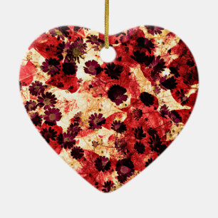 Red yellow daisy flower pattern abstract design keramik ornament