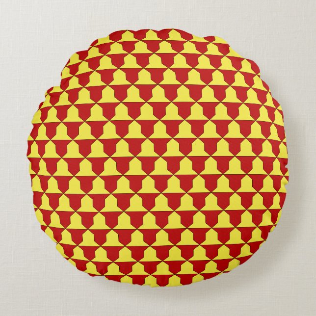 Red Yellow Ferrer Derby Heraldic Muster Rundes Kissen (Vorderseite)