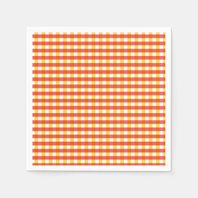 Red Yellow Gingham Karo Design Serviette (Vorderseite)