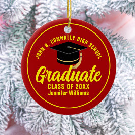 Red Yellow Graduate Custom Abschluss Weihnachten Keramik Ornament