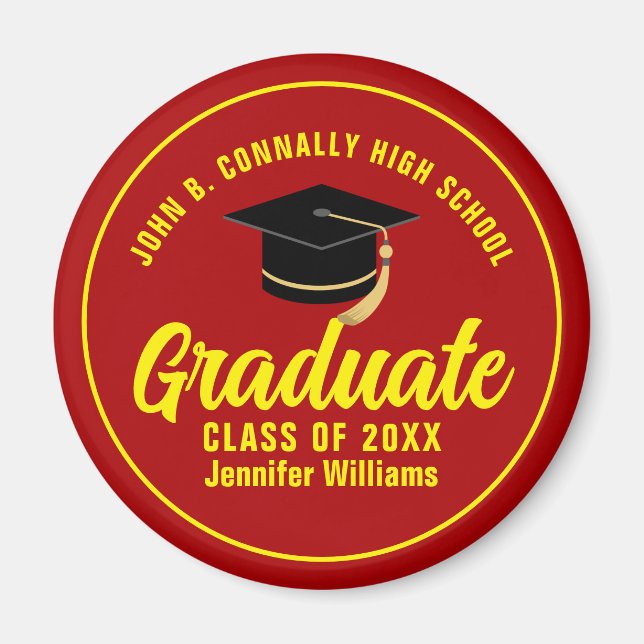 Red Yellow Graduate Custom Graduate Party Magnet (Vorne)