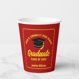 Red Yellow Graduate Custom Graduate Party Pappbecher