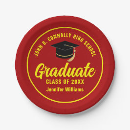 Red Yellow Graduate Custom Graduate Party Pappteller