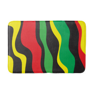 Red Yellow Green Black Rasta Wave Badematte