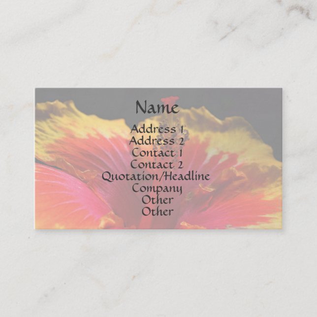 Red Yellow Hibiskus Floral Business Card Visitenkarte (Vorderseite)