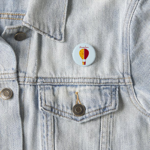 Red Yellow New Mexico Zia Hot Air Ballon Button