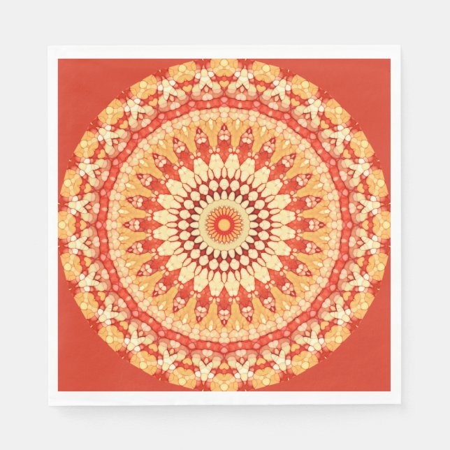 Red Yellow Orange Summer Sun Mandala Pattern Serviette (Vorderseite)