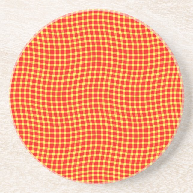 Red Yellow Plaid Checker Seamless Pattern Getränkeuntersetzer (Vorne)