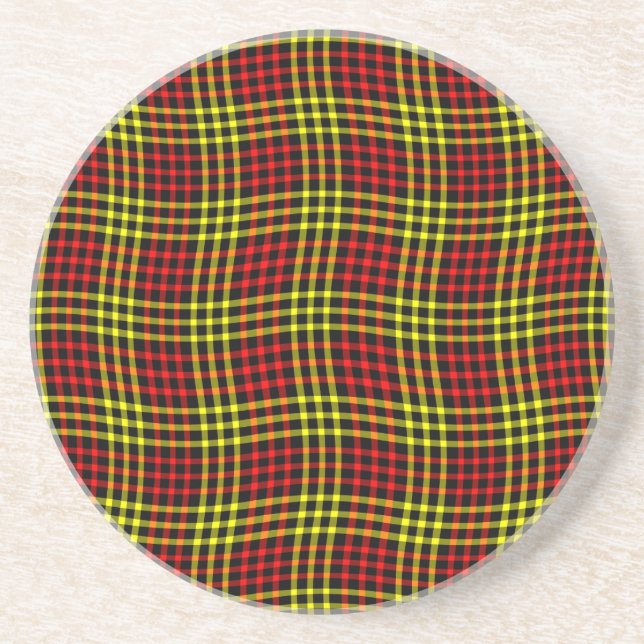 Red Yellow Plaid Checker Seamless Pattern Getränkeuntersetzer (Vorne)