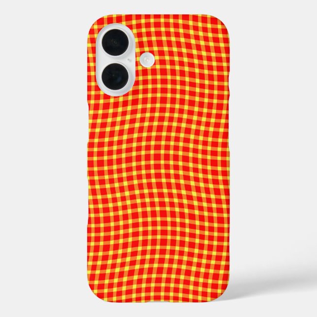 Red Yellow Plaid Checker Seamless Pattern iPhone 16 Hülle (Rückseite)