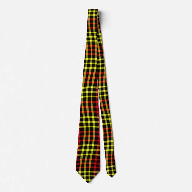 Red Yellow Plaid Checker Seamless Pattern Krawatte (Vorderseite)