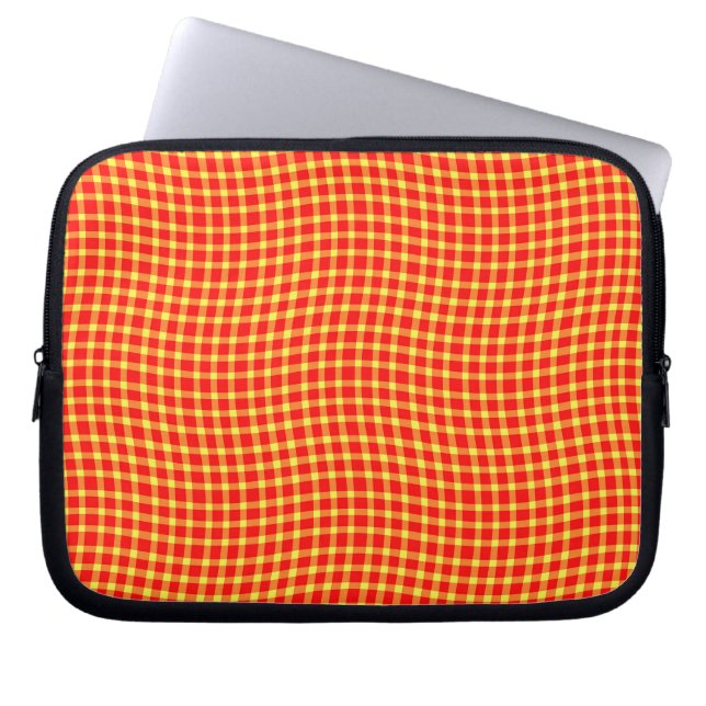 Red Yellow Plaid Checker Seamless Pattern Laptopschutzhülle (Vorderseite)