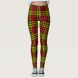 Red Yellow Plaid Checker Seamless Pattern Leggings