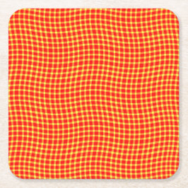 Red Yellow Plaid Checker Seamless Pattern Rechteckiger Pappuntersetzer