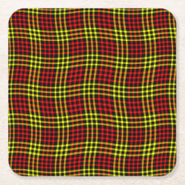 Red Yellow Plaid Checker Seamless Pattern Rechteckiger Pappuntersetzer