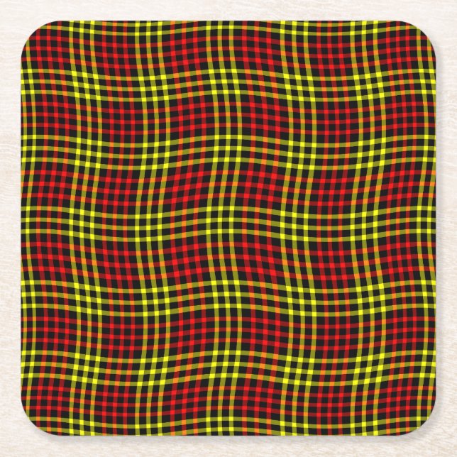 Red Yellow Plaid Checker Seamless Pattern Rechteckiger Pappuntersetzer (Vorderseite)