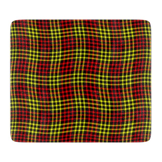 Red Yellow Plaid Checker Seamless Pattern Schneidebrett (Vorderseite)