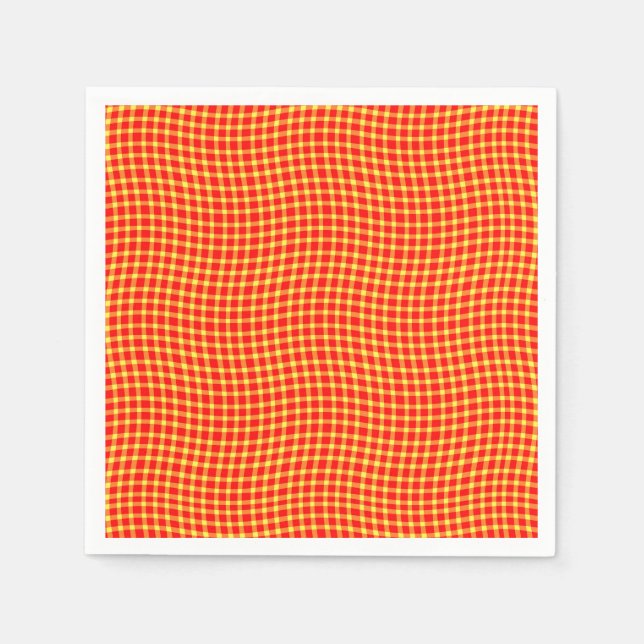 Red Yellow Plaid Checker Seamless Pattern Serviette (Vorderseite)