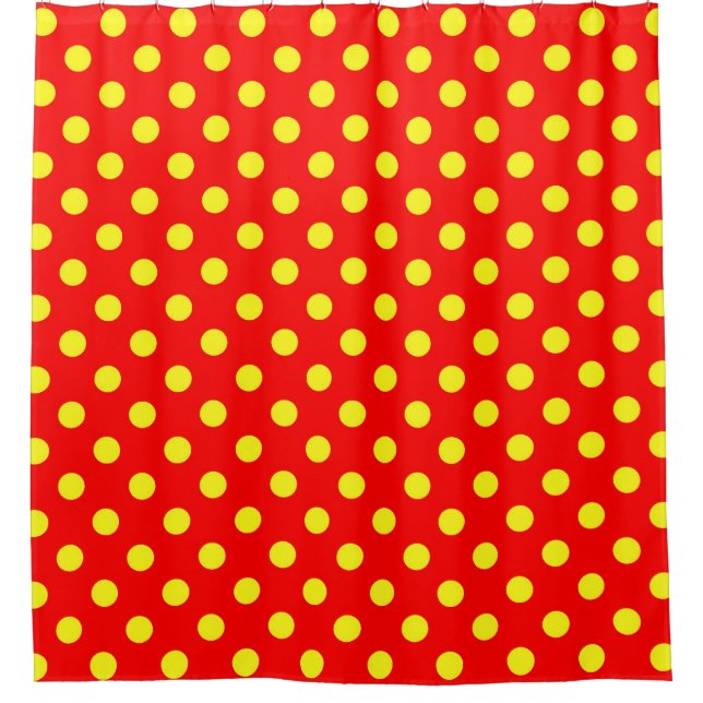 Red Yellow Polka Dots Design Duschvorhang (Vorderseite)
