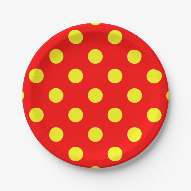 Red Yellow Polka Dots Design Pappteller (Vorderseite)