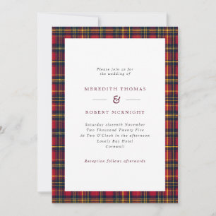 Red & Yellow Tartan Scottish Winter Wedding Einladung