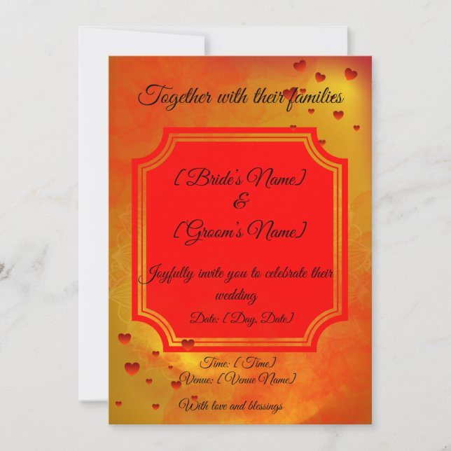 Red & Yellow Traditional Wedding Invitation |  Einladung (Vorderseite)