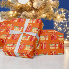 Red & Yellow Weihnachtsgeschenke Orange Wrapping P Geschenkpapier