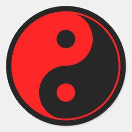 Red Yin Yang Symbol Runder Aufkleber
