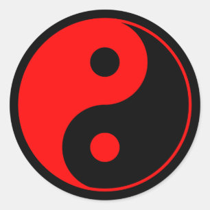 Red Yin Yang Symbol Runder Aufkleber
