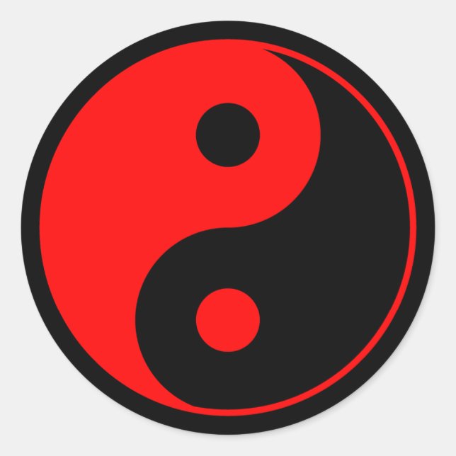 Red Yin Yang Symbol Runder Aufkleber (Vorderseite)