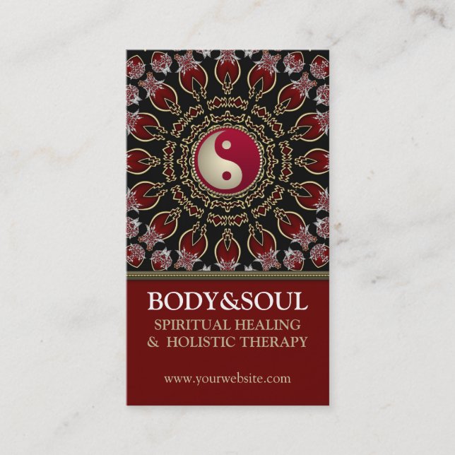 Red YinYang Eastern New Age Business Cards Visitenkarte (Vorderseite)