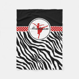 Red Your Name Zebra Print Ballet Dancer Fleecedecke