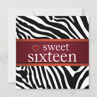 Red Zebra 16 . Geburtstag Geburtstagspartei Einladung