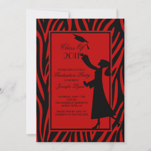 Red Zebra Abschluss Einladung Silhouette Grad