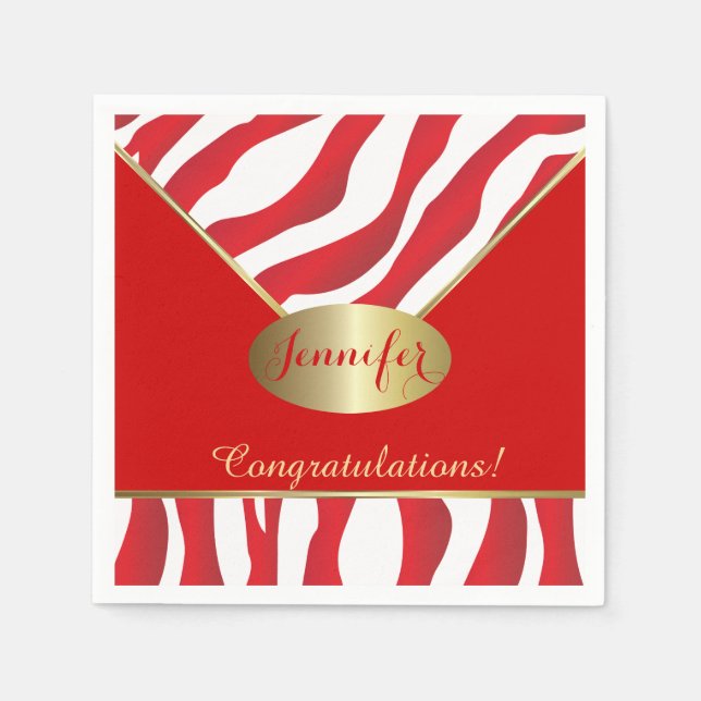 Red Zebra Animal Strip Design Serviette (Vorderseite)
