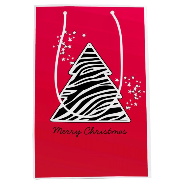 Red Zebra Christmas Tree Mittlere Geschenktüte (Vorderseite)