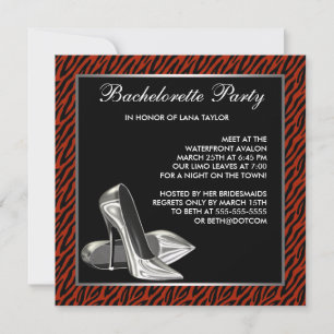 Red Zebra High Heels Junggeselinnen-Abschied Einladung