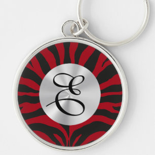 Red Zebra Monogram Schlüsselanhänger