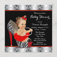 Red Zebra Pearl Tutu High Heel Shoe Baby Dusche