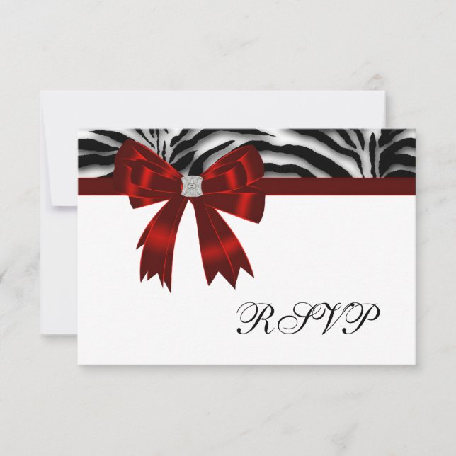 Red Zebra Red Bow UAWG RSVP Karte (Vorderseite)